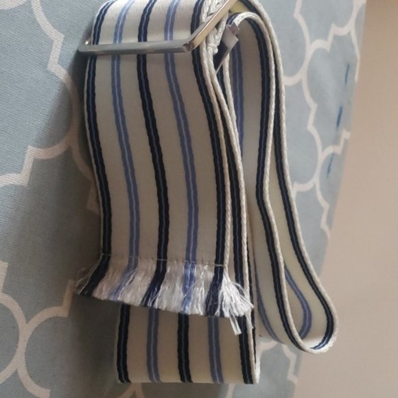 Express stripe blue white canvas belt - Picture 7 of 7